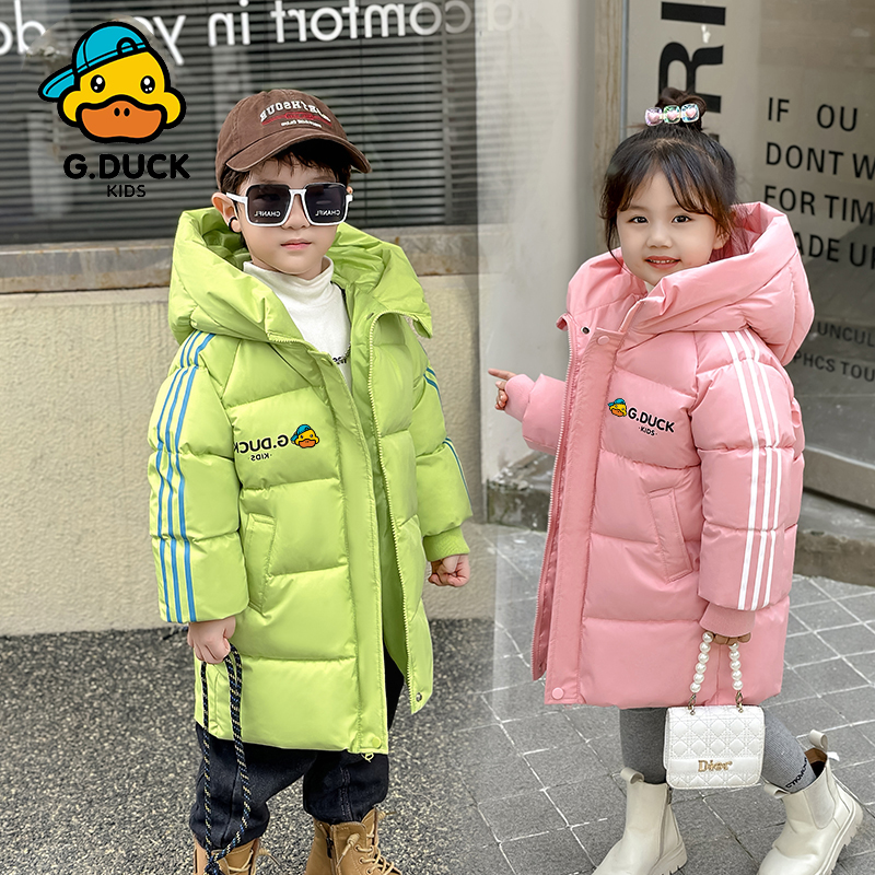 HAL.DUCK/哈罗小黄鸭冬季新款棉服男女童中长款加厚儿童棉衣宝宝