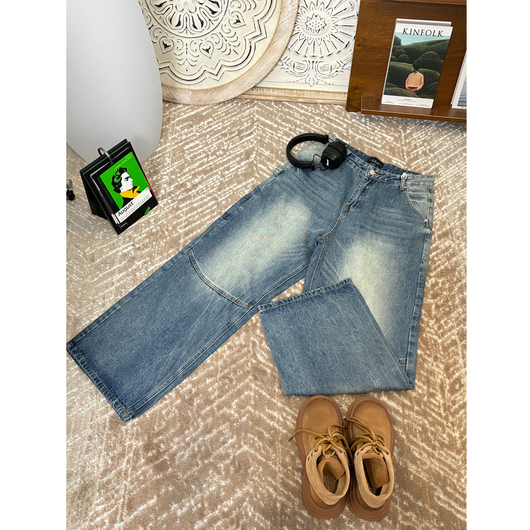 方块儿 秋季复古牛仔裤