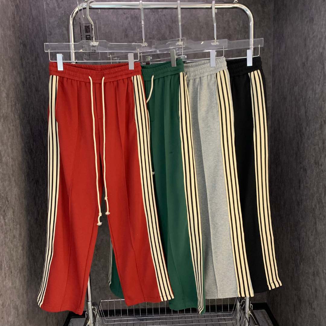 老男孩针织条纹休闲裤情侣春夏时尚潮流宽松百搭运动卫裤K8818