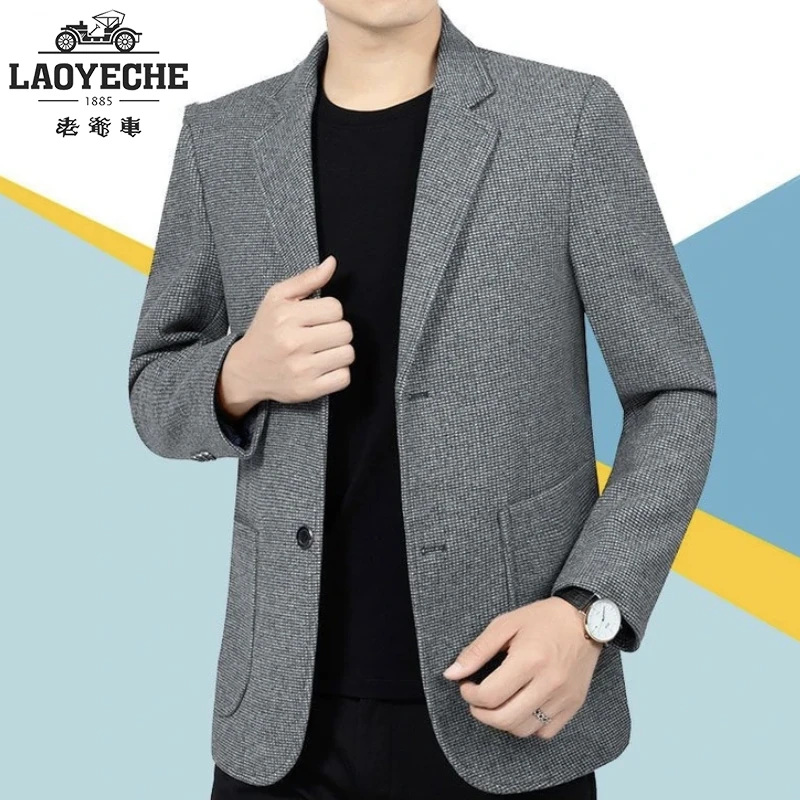 LAOYECHE/老爷车春秋小西服男外套修身加厚男士休闲商务西服上衣