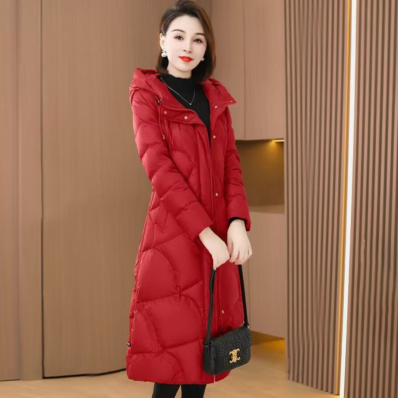 波司澄冬季新款韩版洋气羽绒服女中长款过膝加厚修身连帽时尚外套