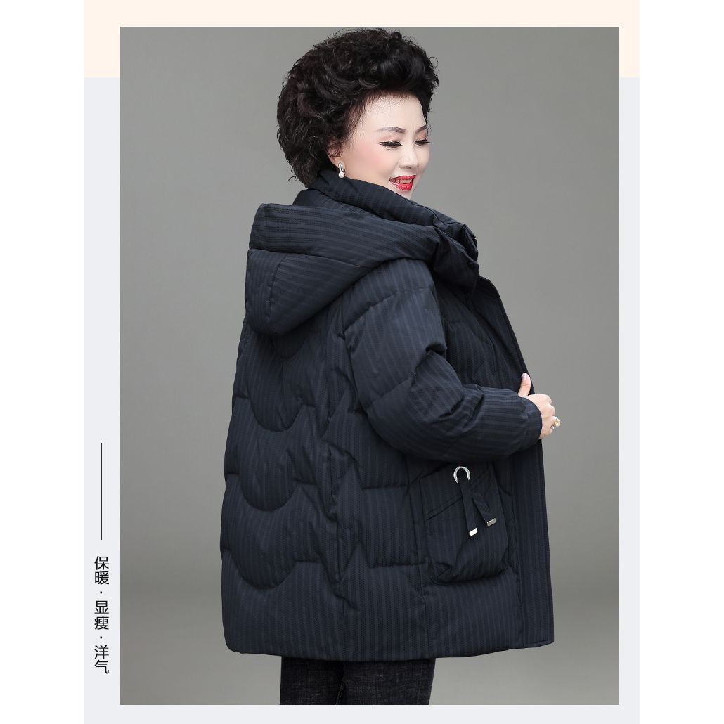 波司澄妈妈羽绒服女新款中长款冬季白鸭绒中老年人宽松大码加厚外