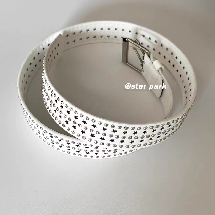 2024新款小众个性嘻哈多层铆钉五角星皮带日常百搭腰带女