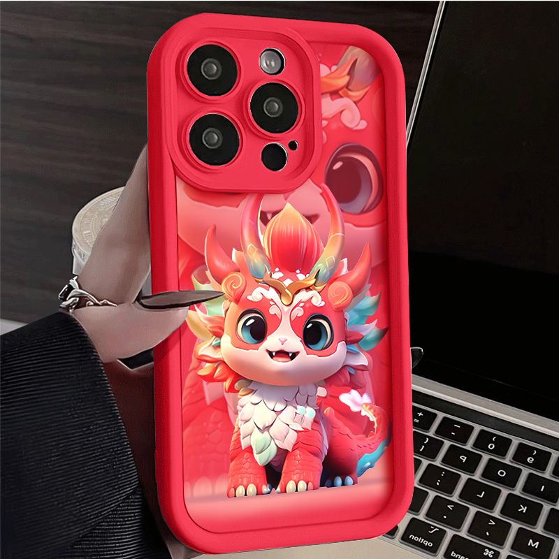 龙年限定麒麟龙宝适用苹果15/VIVO国潮OPPO/华为小米14肤感手机壳