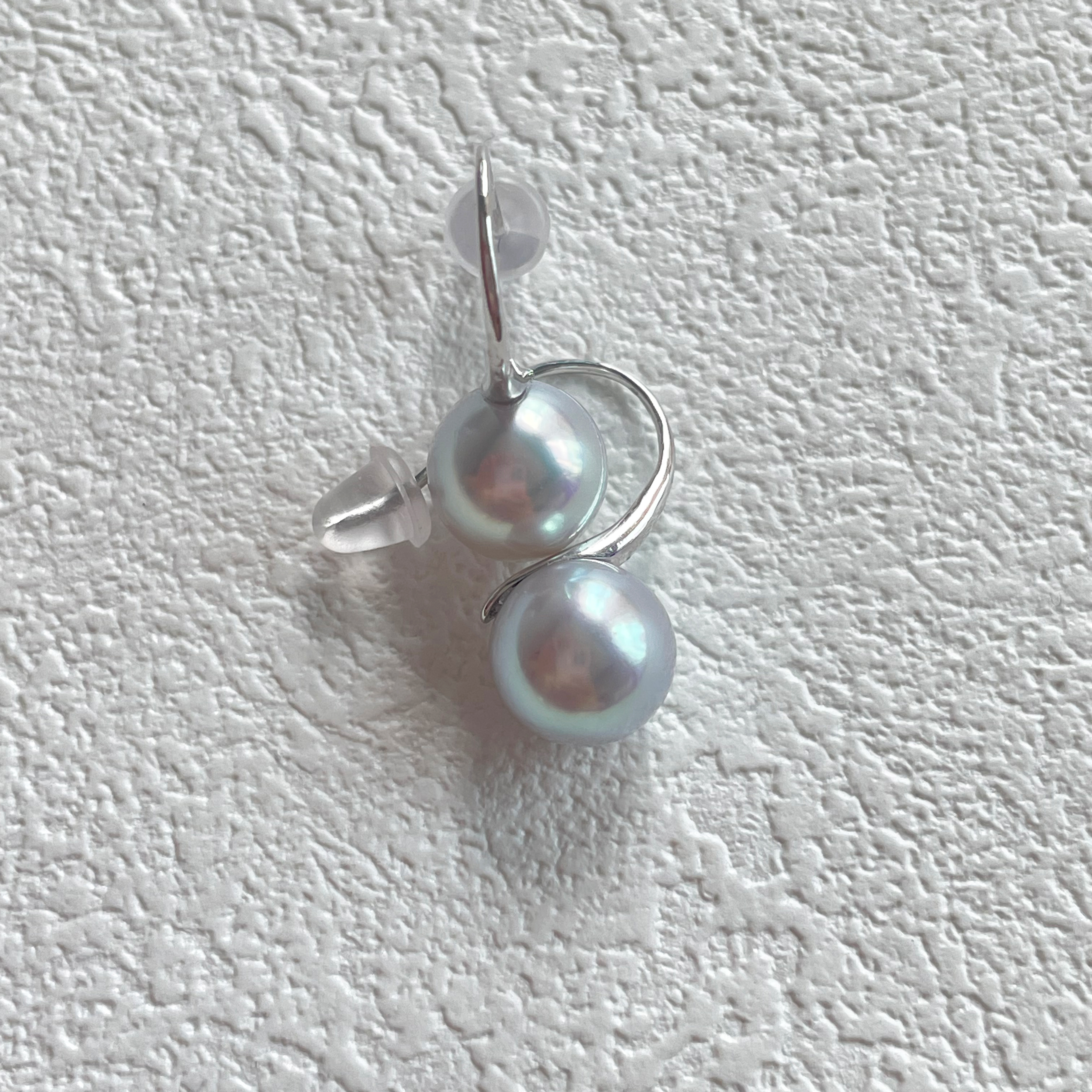 天然海水珍珠真多麻高跟鞋耳饰8-8.5mm 18K金