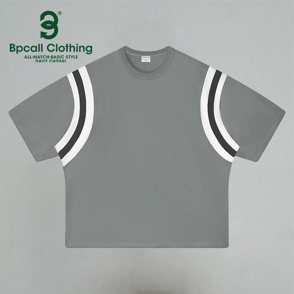 BPCALL23AW 彩肩条纹设计纯棉美式cleanfit基础款T恤短袖男女同款
