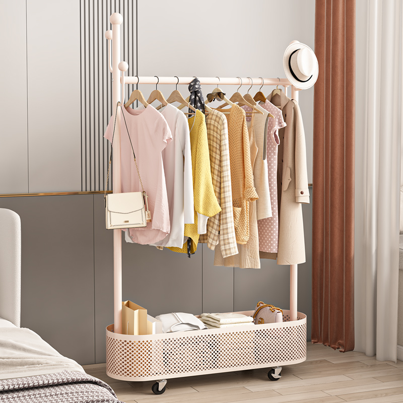 衣架新升级落地卧室挂衣架移动带轮家用室内网红晾衣架简易衣帽架
