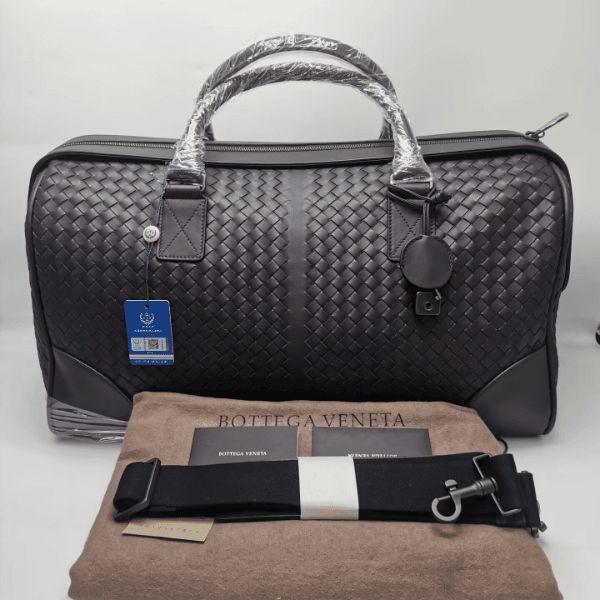 全新未使用 BOTTEGA VENETA/葆蝶家 16382 BV 全皮编织旅行袋50寸