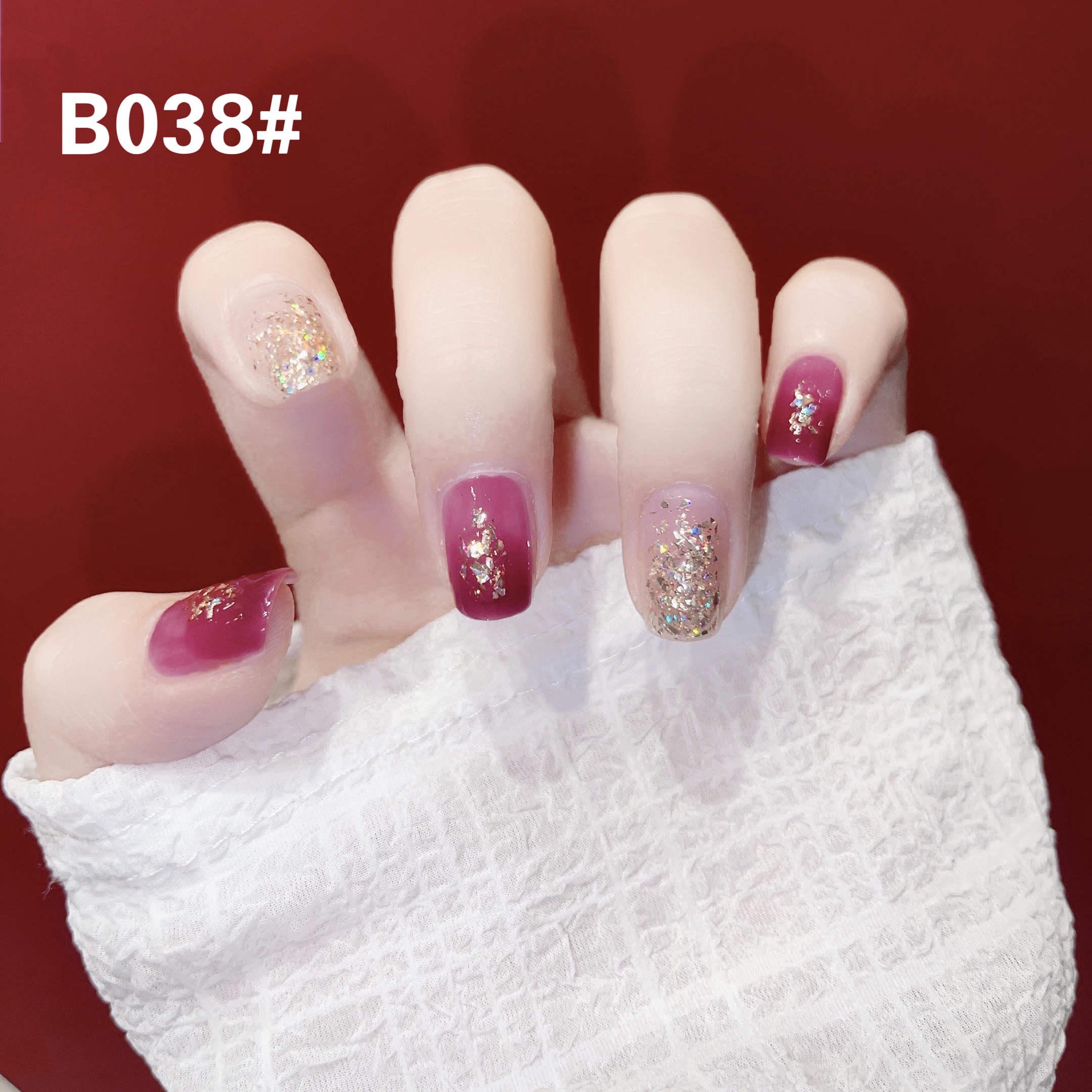 玫瑰红美甲新色持久不掉不可撕超闪免烤微胶指甲油双头持久不掉色