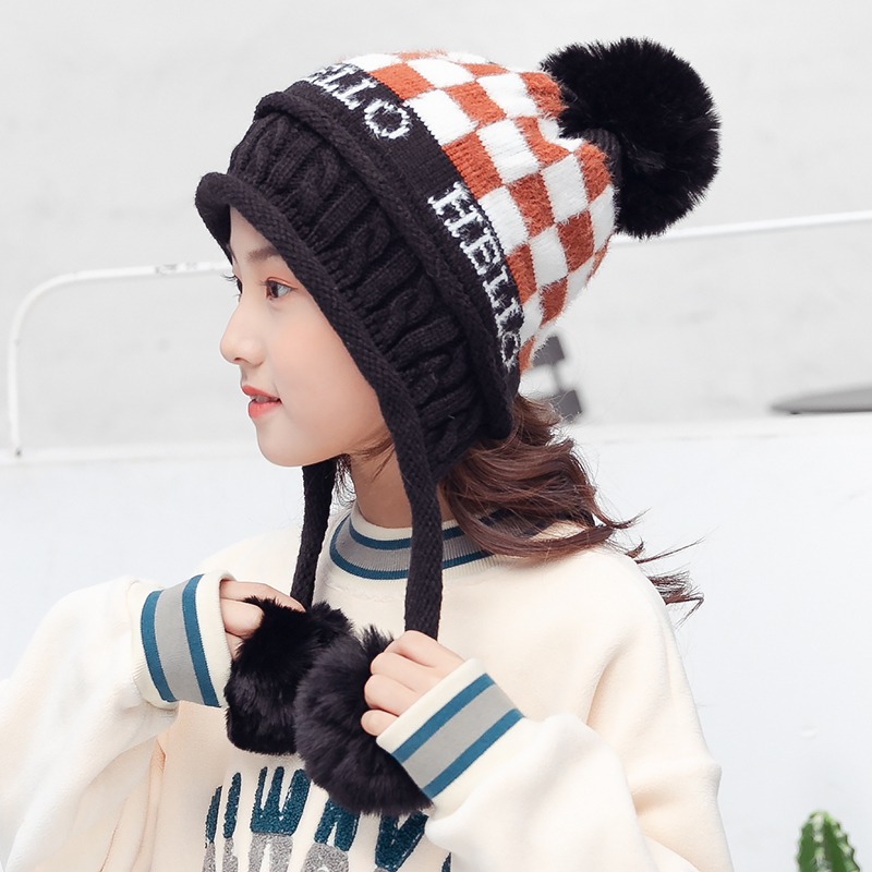 秋冬护耳帽女童宝宝针织帽秋冬新款儿童毛线保暖帽女孩防风帽加厚