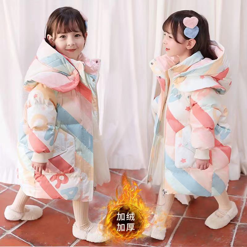 女童服免洗防污冬装新款洋气超厚袄外穿中小童女宝宝衣