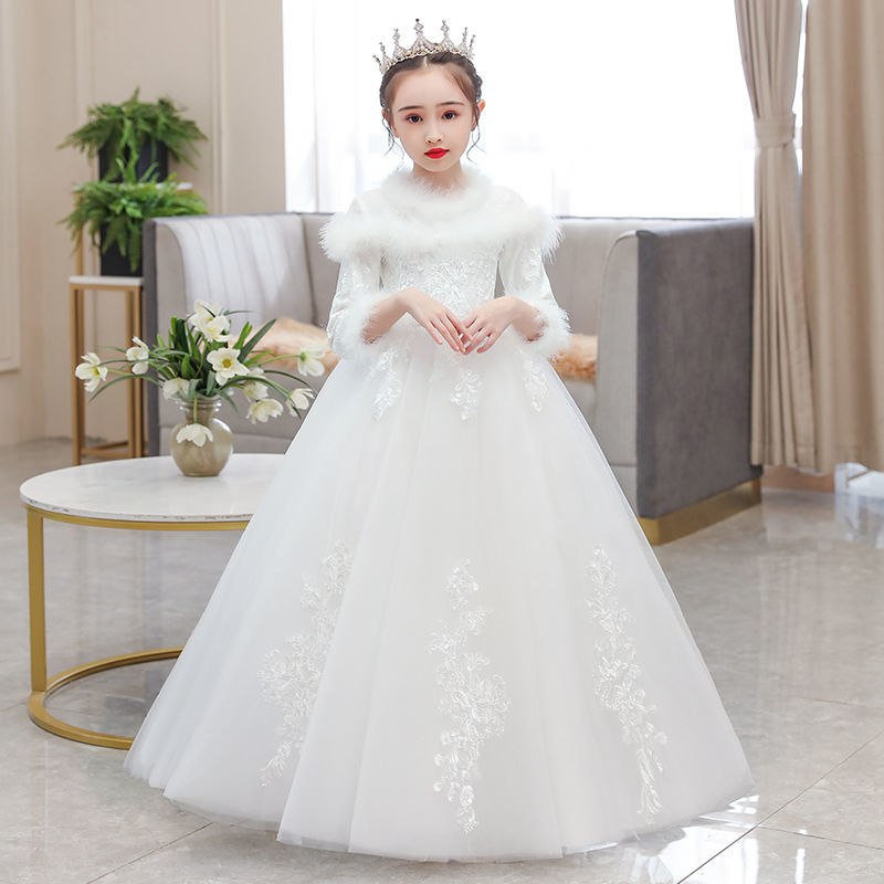 女童生日晚礼服公主裙纱儿童婚纱小女孩花童婚礼秋冬洋气加绒高端