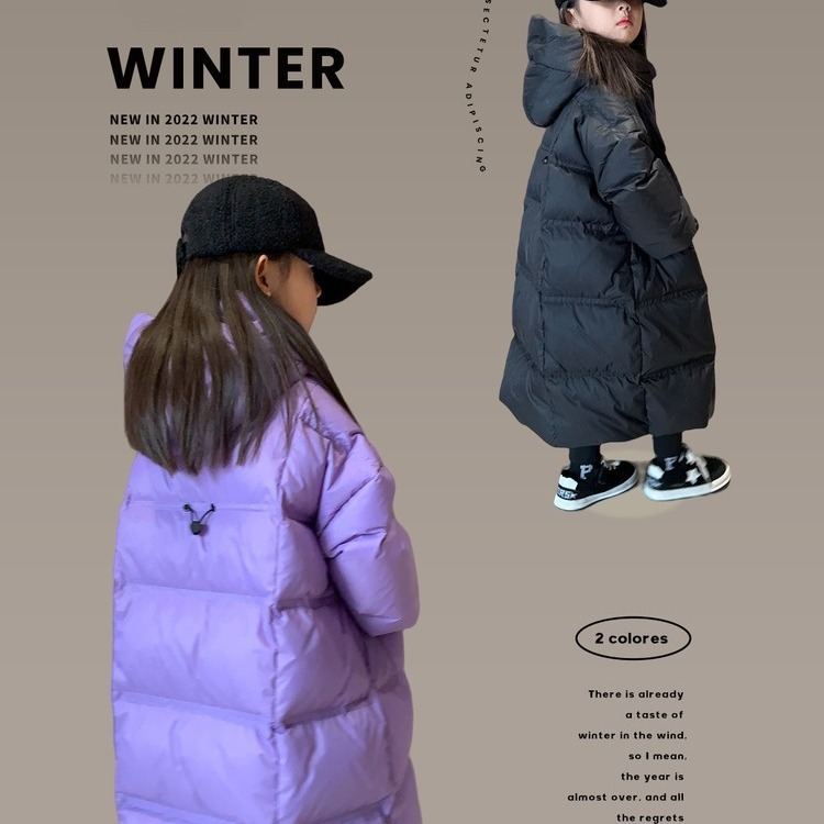 女童长款过膝衣新款加厚保暖免洗袄时髦高档羽绒服外套