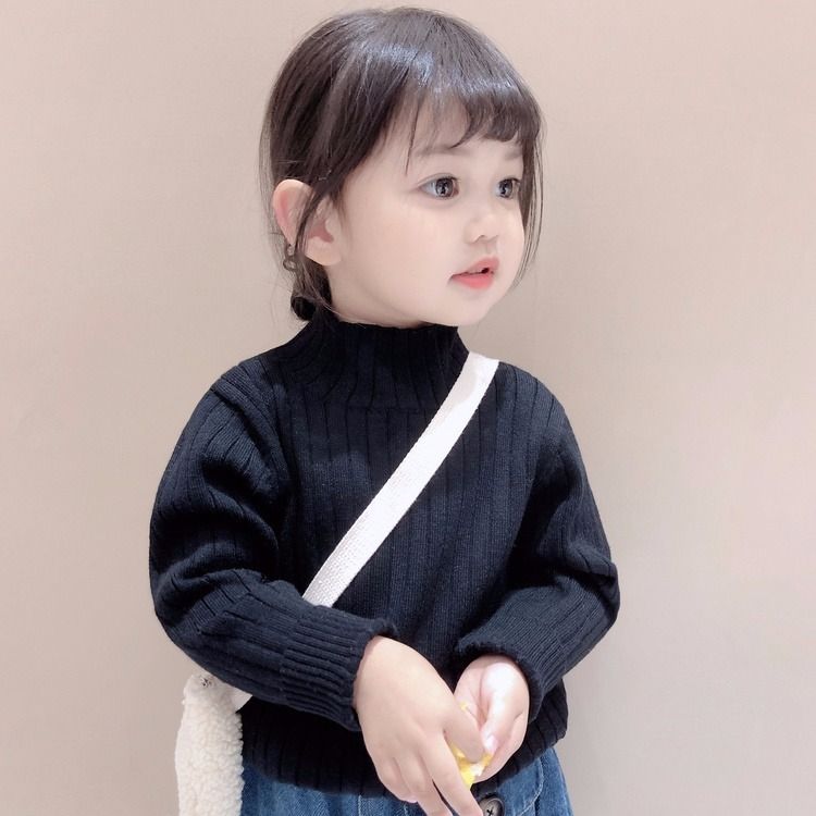 女童毛衣加绒加厚套头衫新款秋冬季儿童针织衫宝宝洋气打底衫