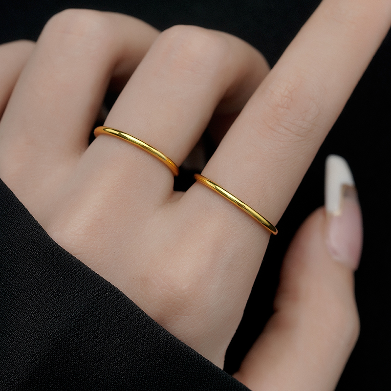 钛钢戒指 金美澳叠戴素款个性食指戒2024年新款网红款指环首饰品