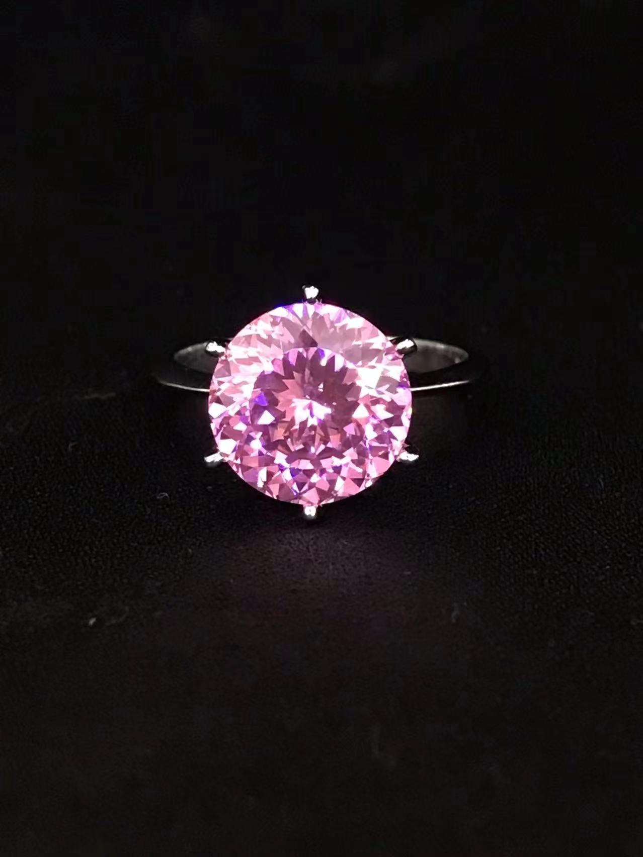 925银戒指  戒指 【子玉】戒指 澳大利亚阿盖尔粉经典六爪5ct  D6