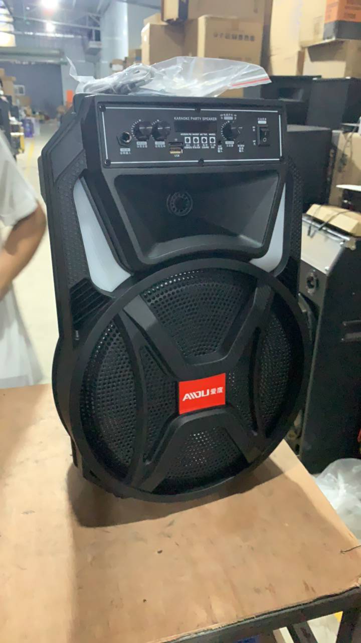 9新  12寸音响，带一个塑料话筒，电池不保