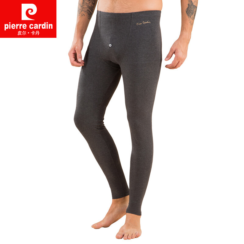 皮尔卡丹内衣男士秋裤 棉+莫代尔护膝秋裤春秋打底修身贴身长裤