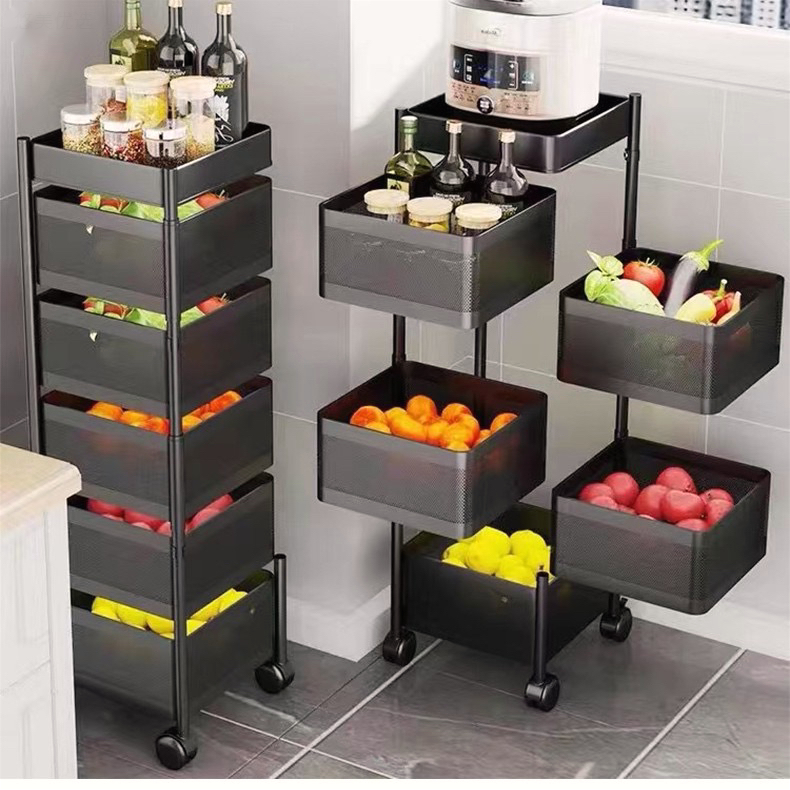 厨房置物架多功能免安装清洁收纳旋转方便果蔬篮子多层家用蔬菜架