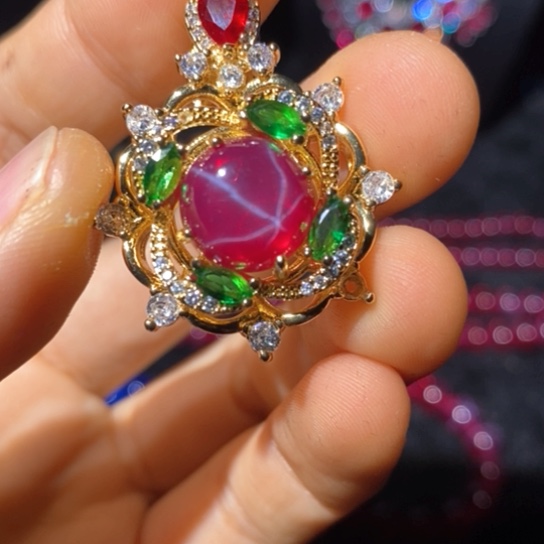 红宝石戒指银S925镶嵌