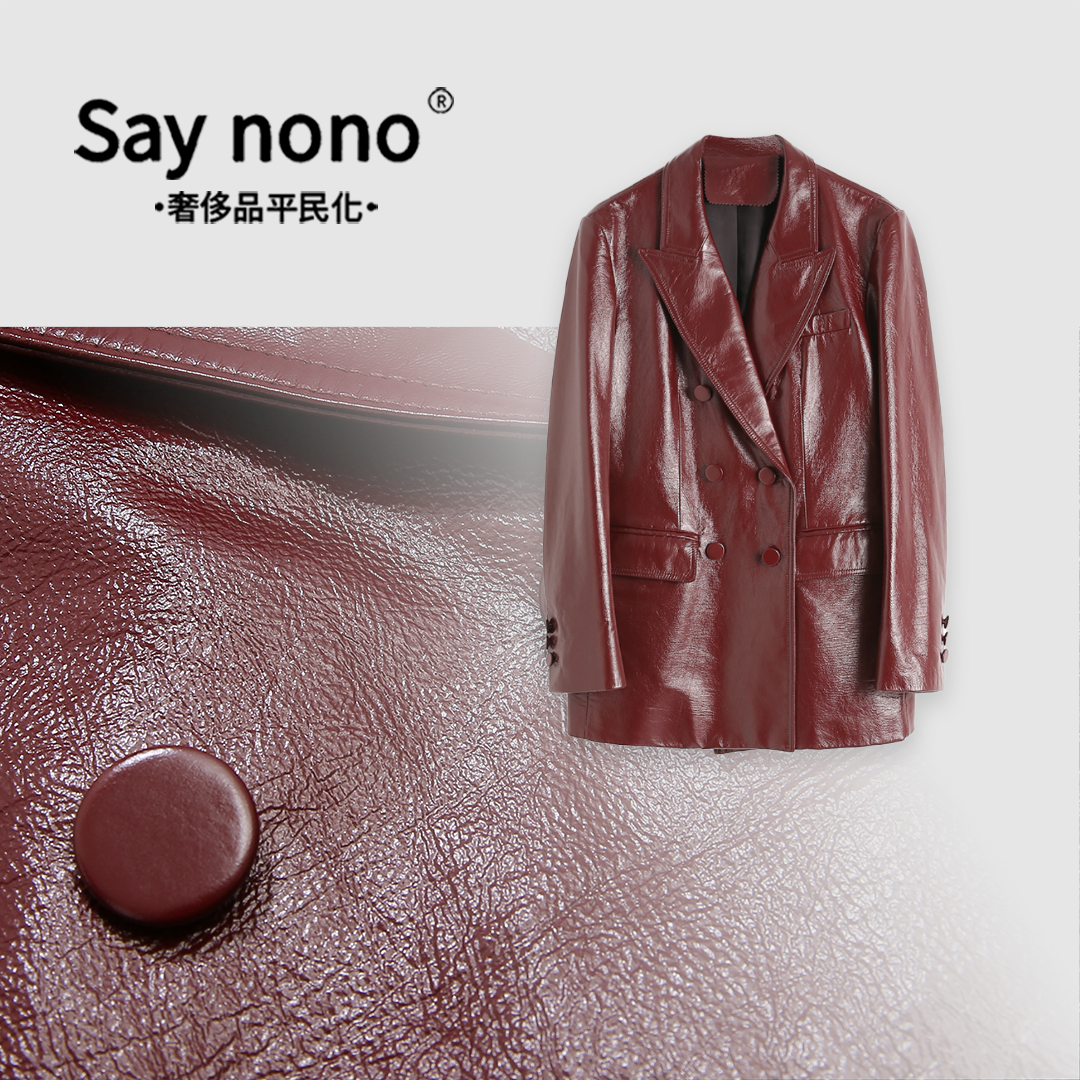 懒猫nono│Saynono 安克拉红＿西装款牛皮时尚外套女 /D24213
