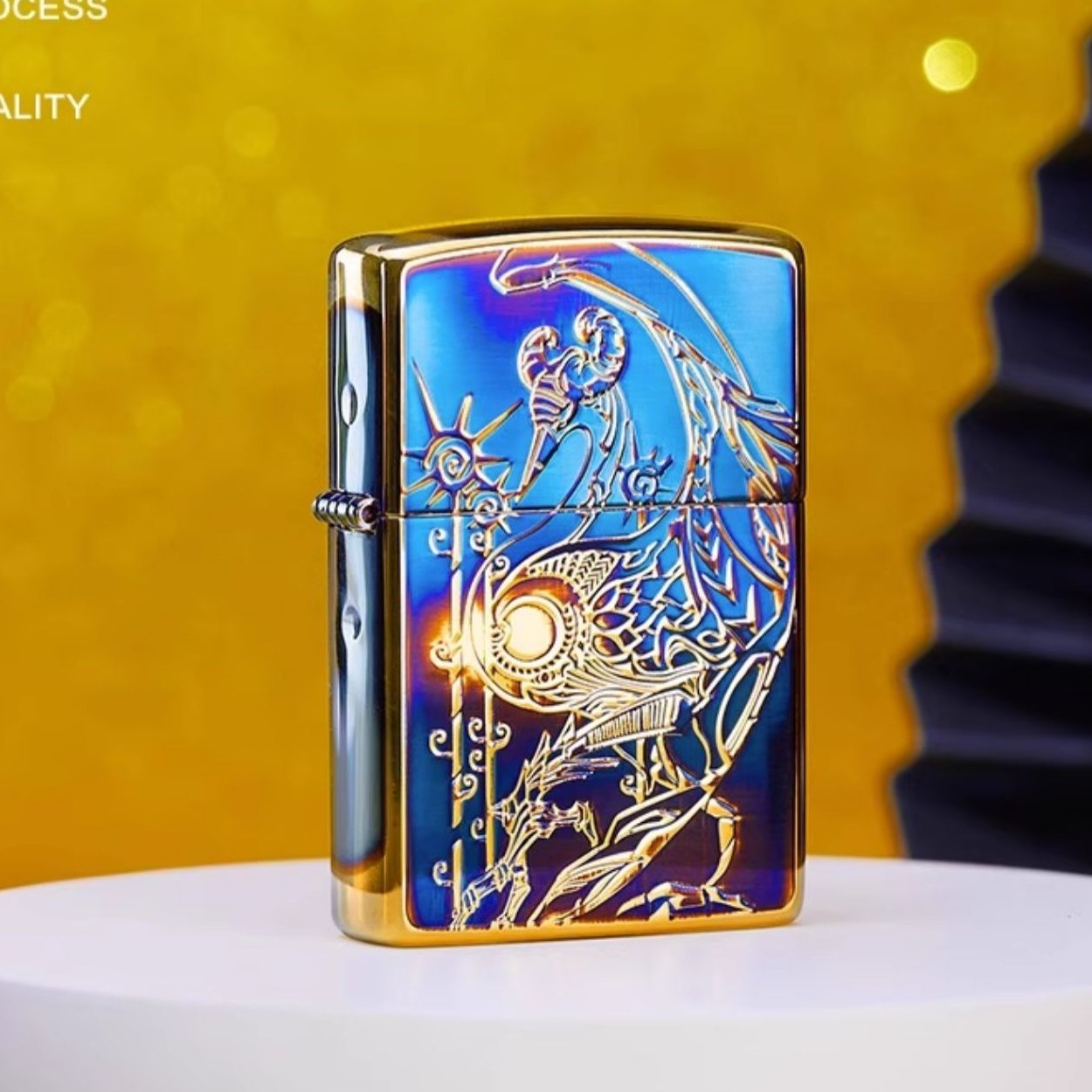 ZIPPO/之宝熏金烤蓝炎翼神鸟官方正品男士双面个性防风原TCJ1