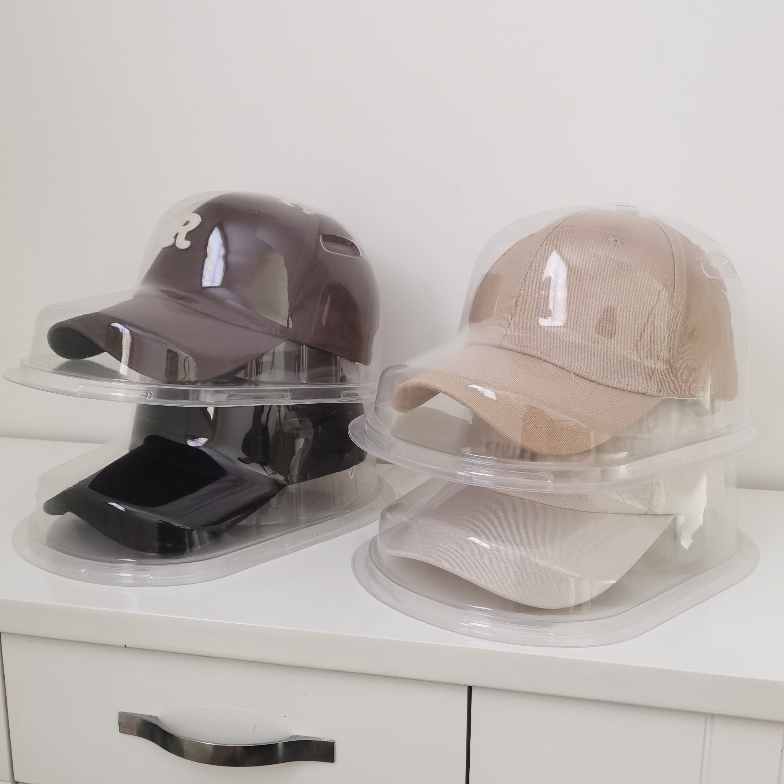 帽子透明收纳盒鸭舌帽防尘旅行盒罩子棒球帽挂墙展示防压帽托帽撑