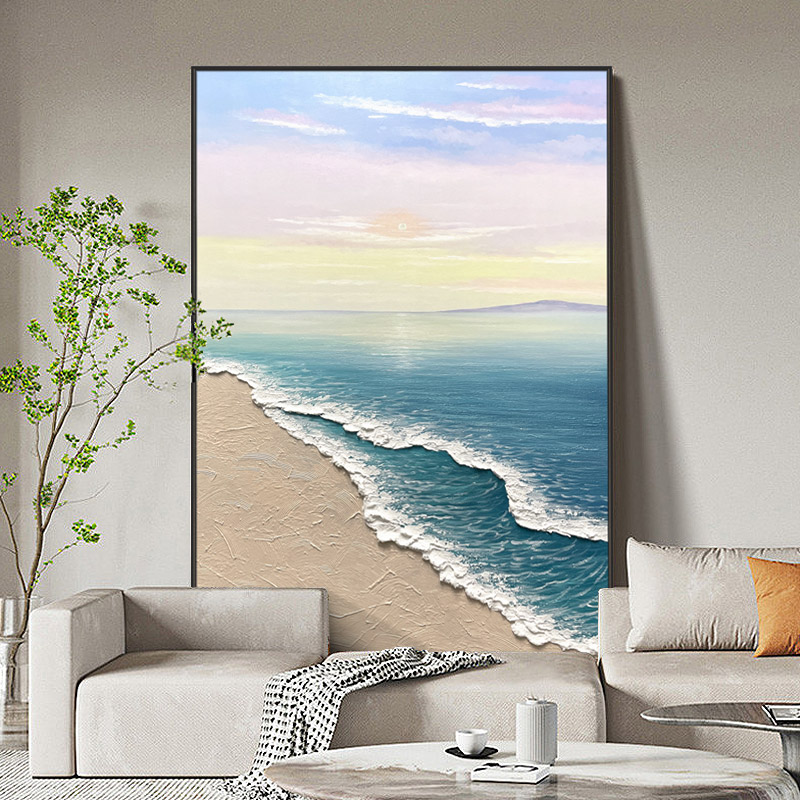 【静初】玄关装饰画油画客厅落地画北欧背景墙壁画走廊手绘过道挂画