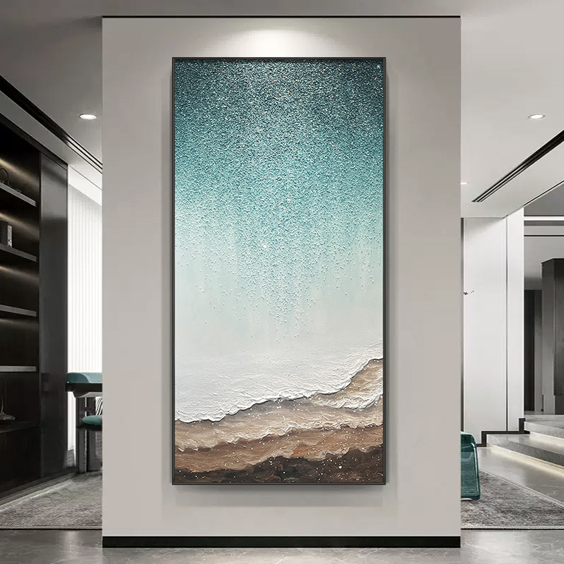 【星河入梦】手绘油画抽象现代轻奢玄关装饰画高档走廊墙面过道挂画