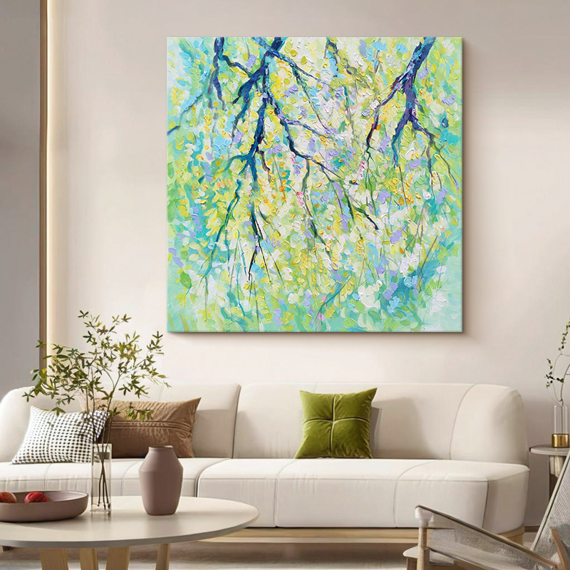 【绿绦】手绘油画奶油风客厅背景墙挂画餐厅墙壁挂画沙发背墙装饰画