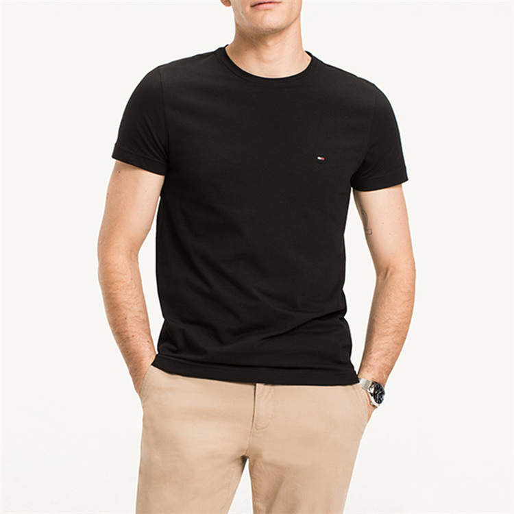 TOMMY HILFIGER黑色短袖男夏季男纯棉100%全棉t恤高档夏装男装 ZZ