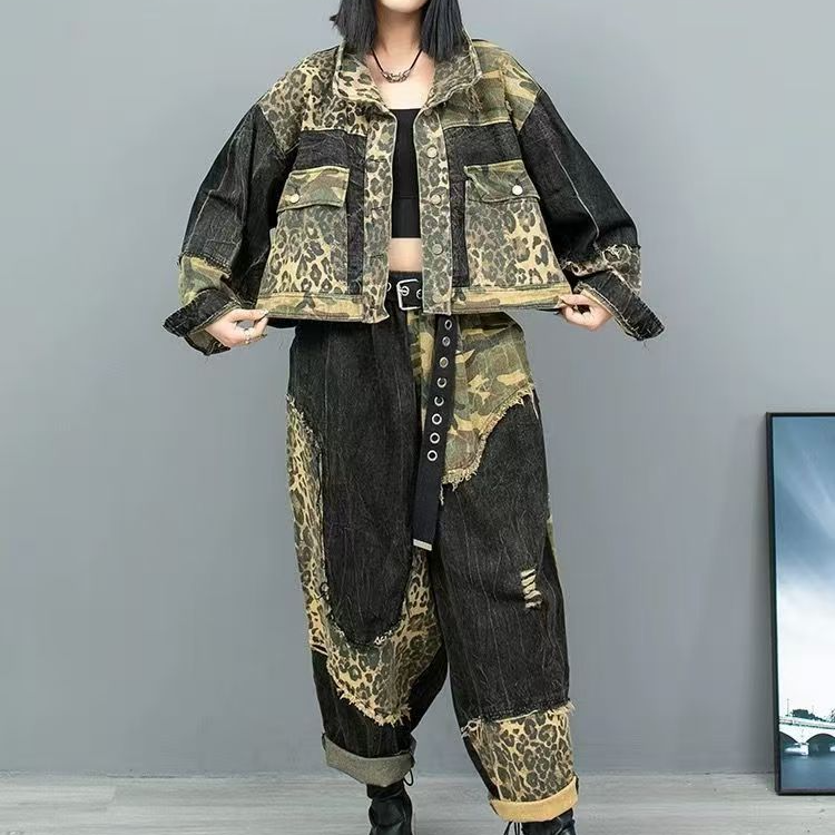 潮牌女装个性炸街宽松牛仔拼接时尚外套牛仔衣欧货秋装爆款嘻哈