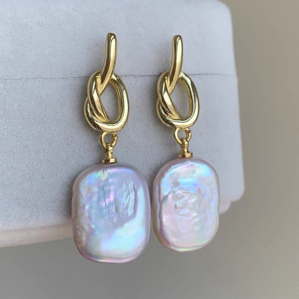 玉海丨耳钉丨丨012丨白方糖巴洛克耳钉