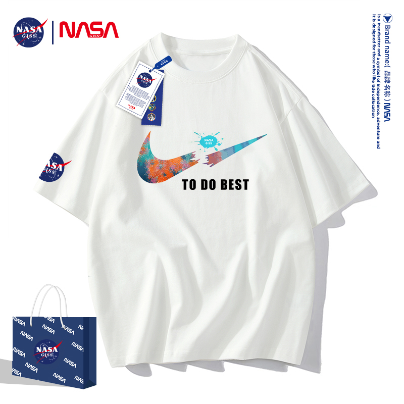 NASAGISS短袖联名款品质男女款潮牌高端纯棉休闲T恤潮-357