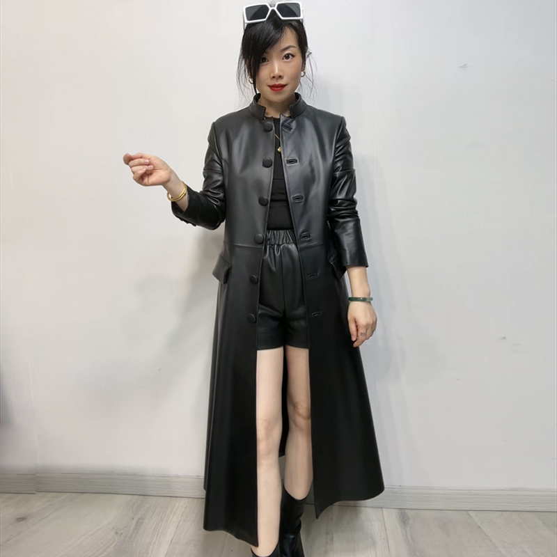 皮菲【断码清仓】108海宁真皮皮衣女式绵羊皮风衣修身显瘦气质外套