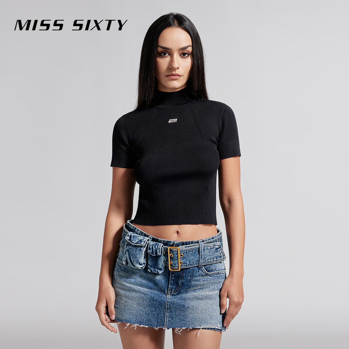 【小玉专属】Miss Sixty春桑蚕丝针织衫半高领正肩打底衫2312