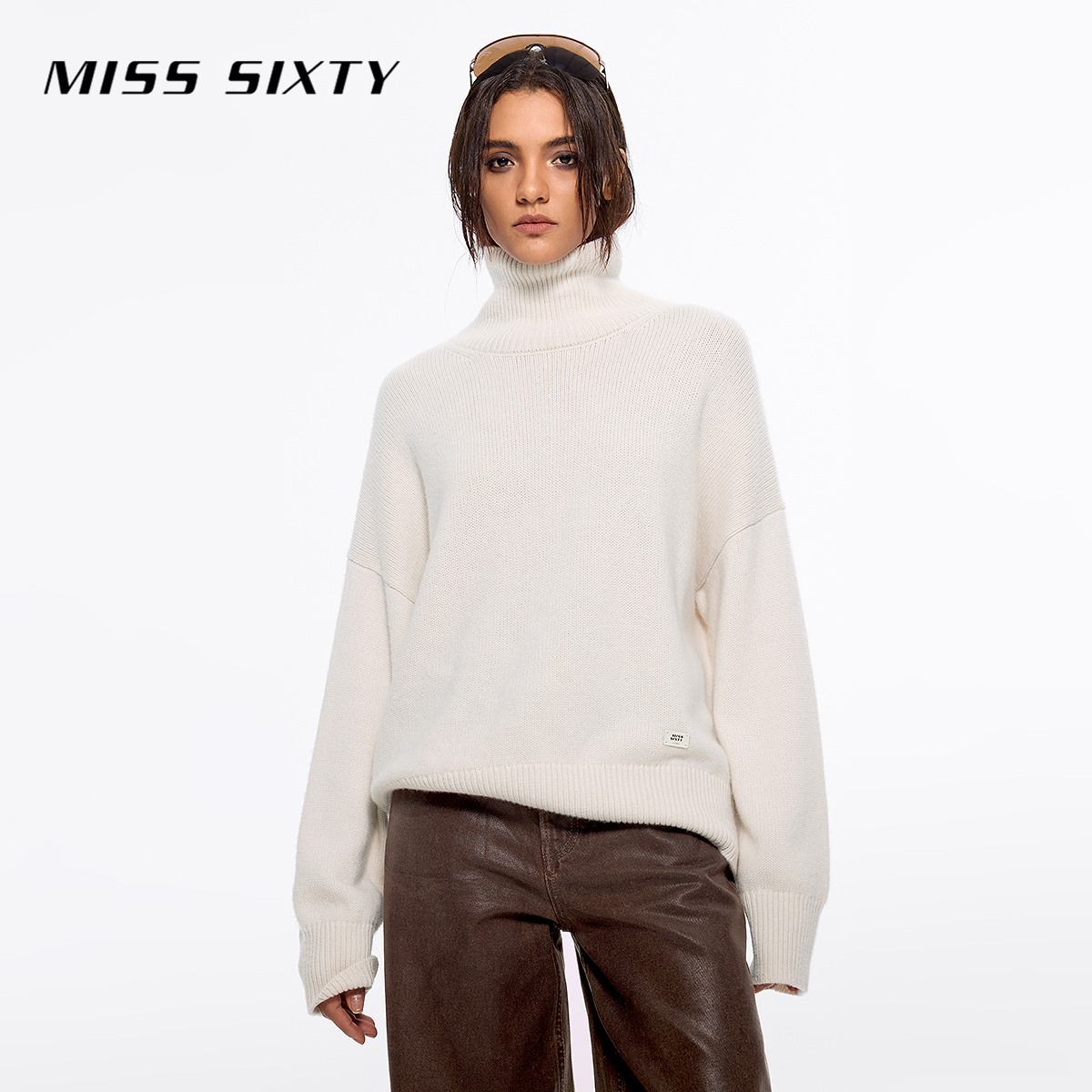 【陈大可专属】Miss Sixty冬季新款针织衫女气质宽松慵懒短款绵羊62