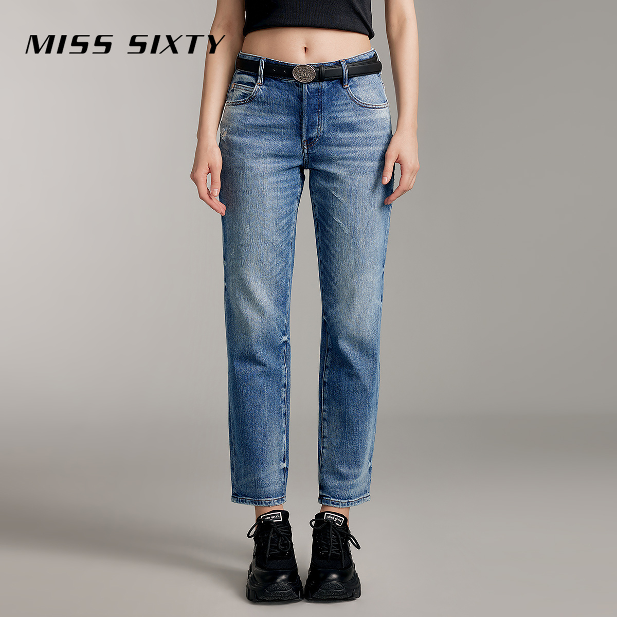 【小玉专属】MissSixty夏含桑蚕丝牛仔裤钮扣门襟显瘦直筒裤5425