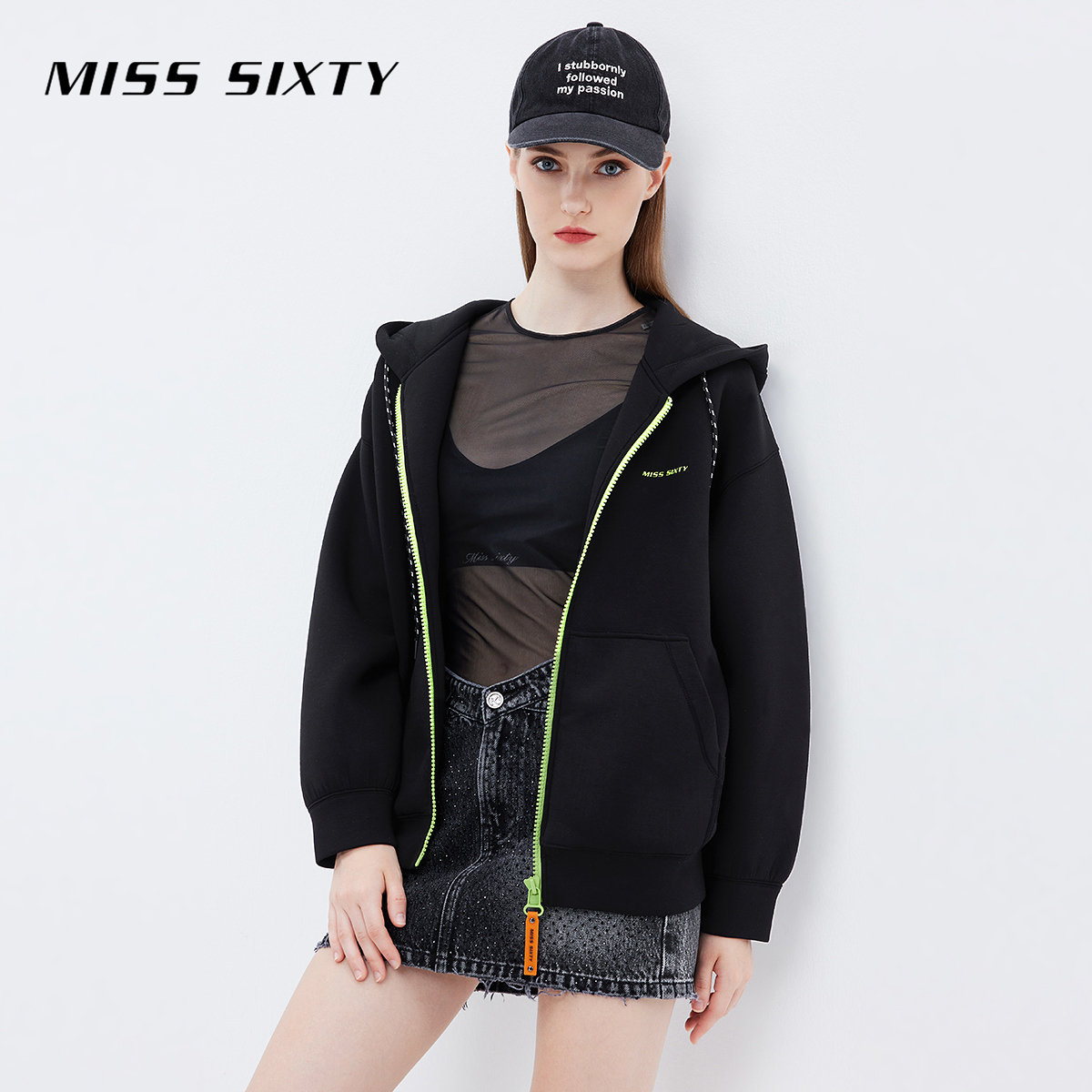 【小玉专属】Miss Sixty冬卫衣外套连帽撞拉链轻美式2130