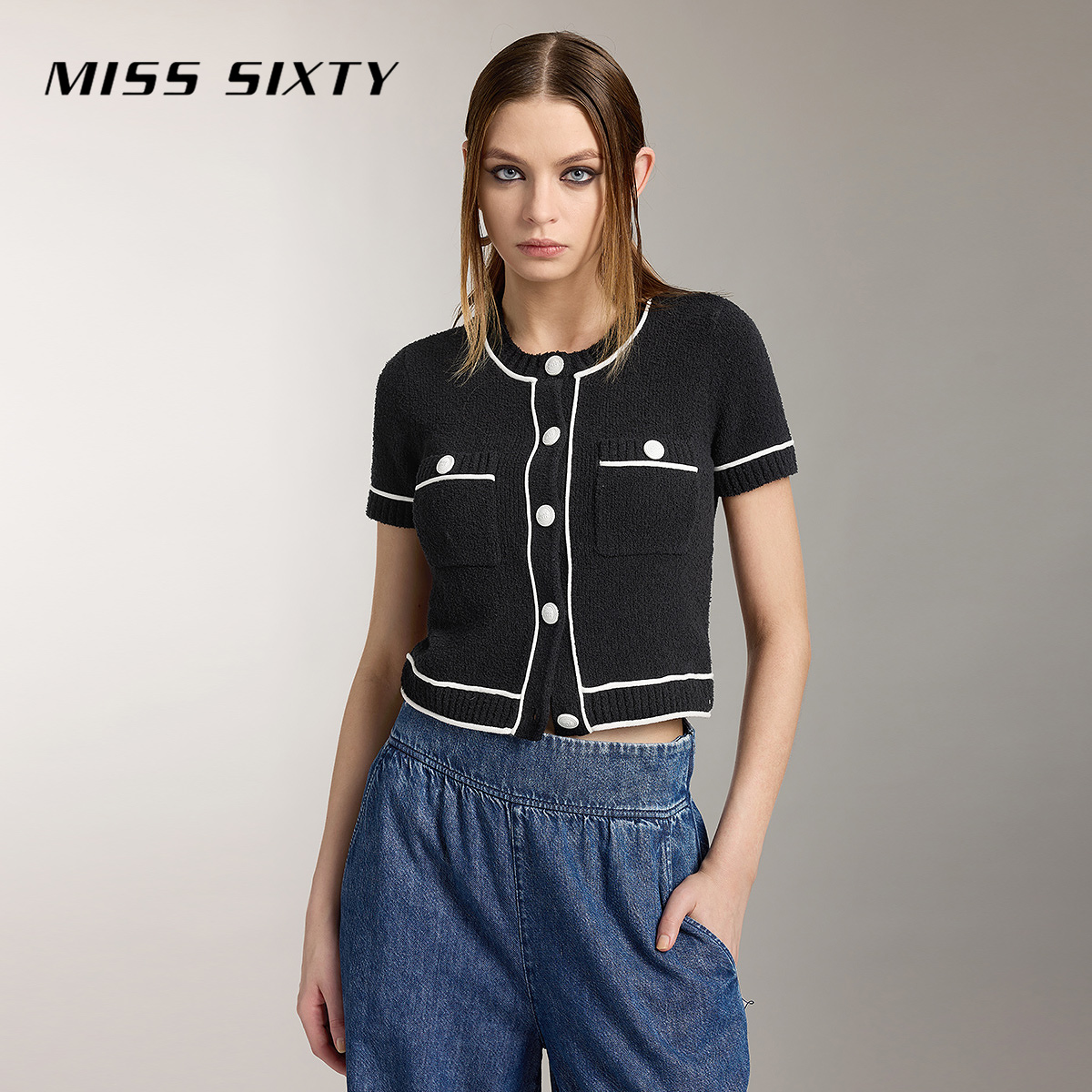 【赵老板专属】Miss Sixty针织外套法式小香风撞色高级感3533