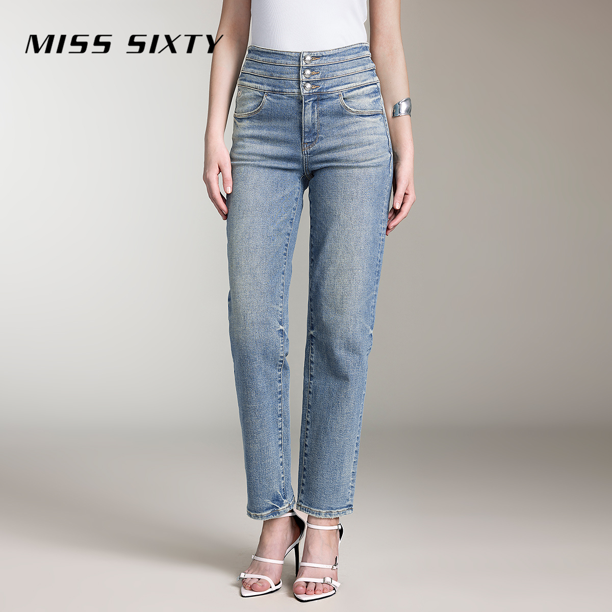 【进口牛仔面料】Miss Sixty牛仔裤高腰八分直筒尤莱特