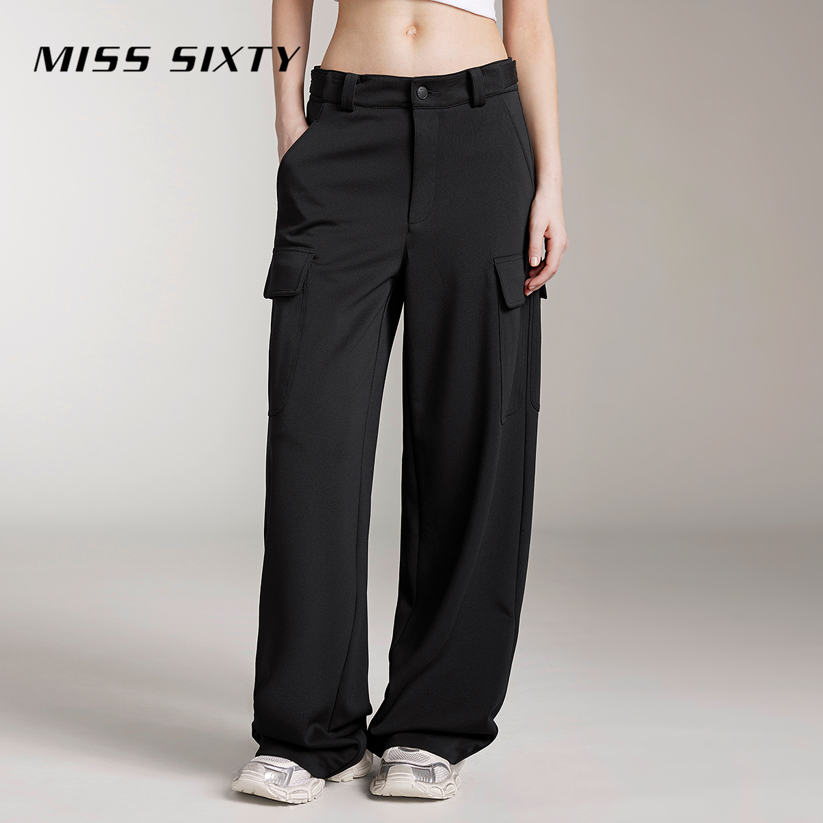 【周周专属】Miss Sixty长裤女工装口袋高腰直筒含醋酸高街2109