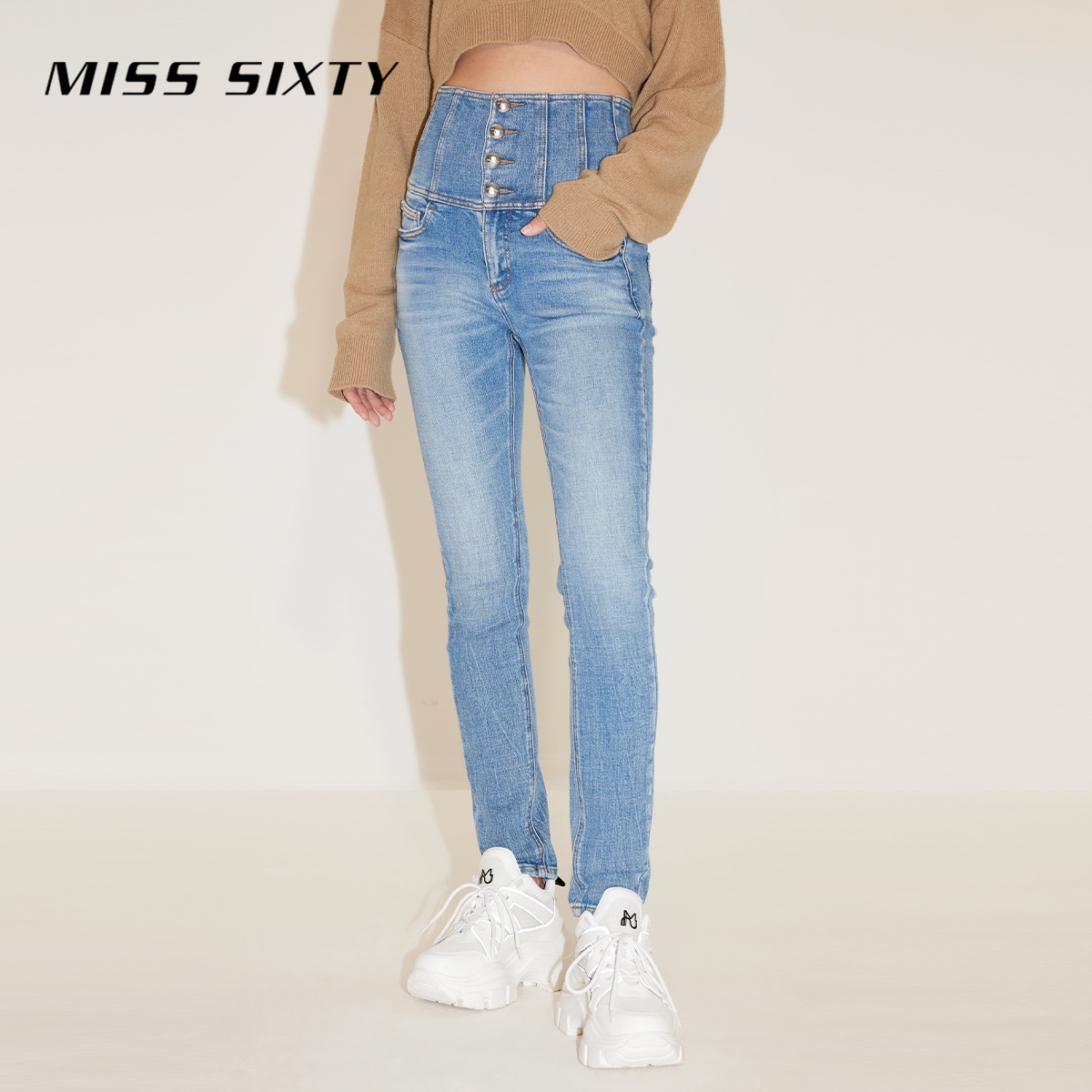 【小玉专属】Miss Sixty春四扣超高腰修身铅笔裤薄荷曼波1477