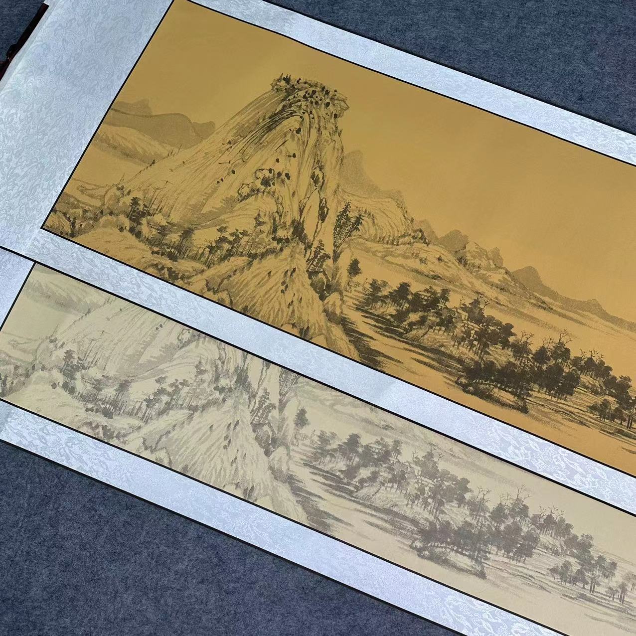 【六尺对开--富春山居图横轴】蜡染半生熟卷轴书法创作作品纸横轴