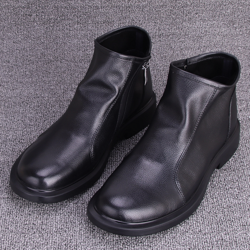 真皮男鞋秋冬头层牛皮透气马丁靴男切尔西短靴高帮百搭休闲鞋