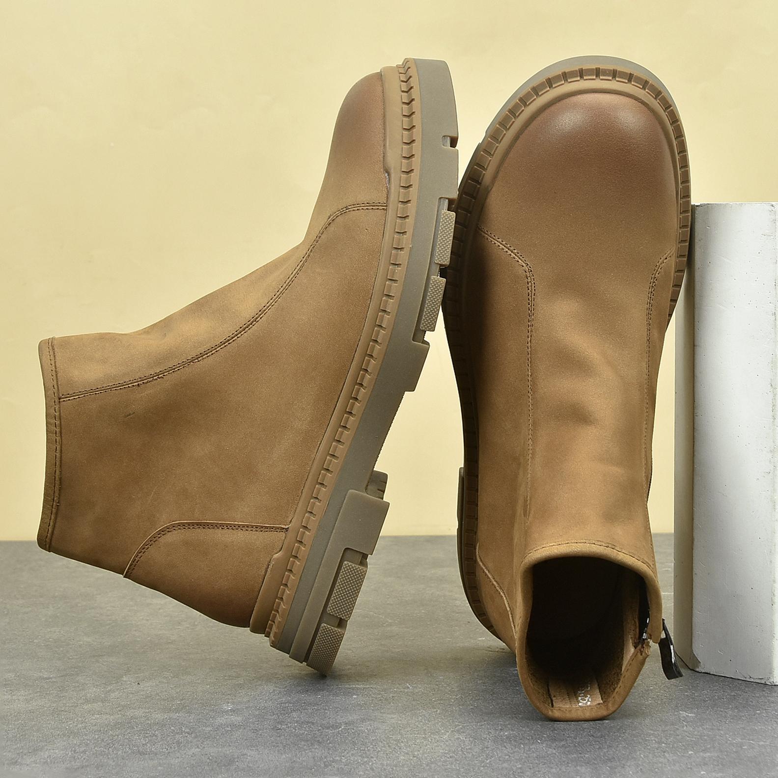 秋冬高帮英伦复古风切尔西真皮厚底手工马丁皮靴休闲软皮拉链男靴