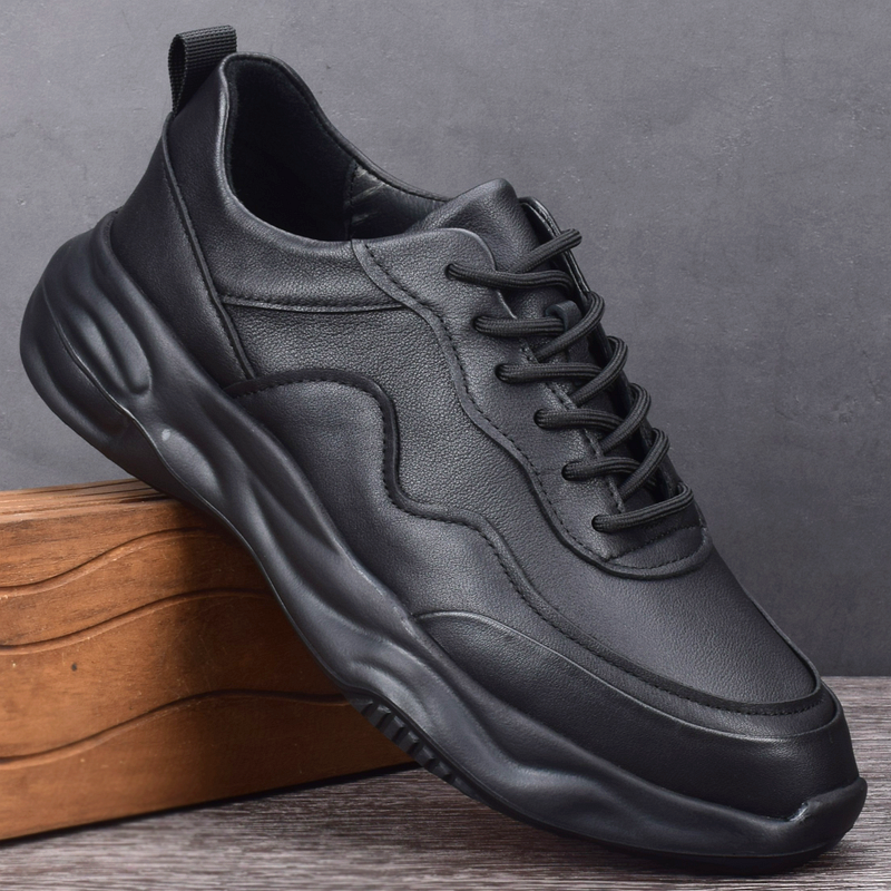 潮牌真皮男鞋秋季新款皮鞋男软底百搭透气头层牛皮男士休闲运动鞋