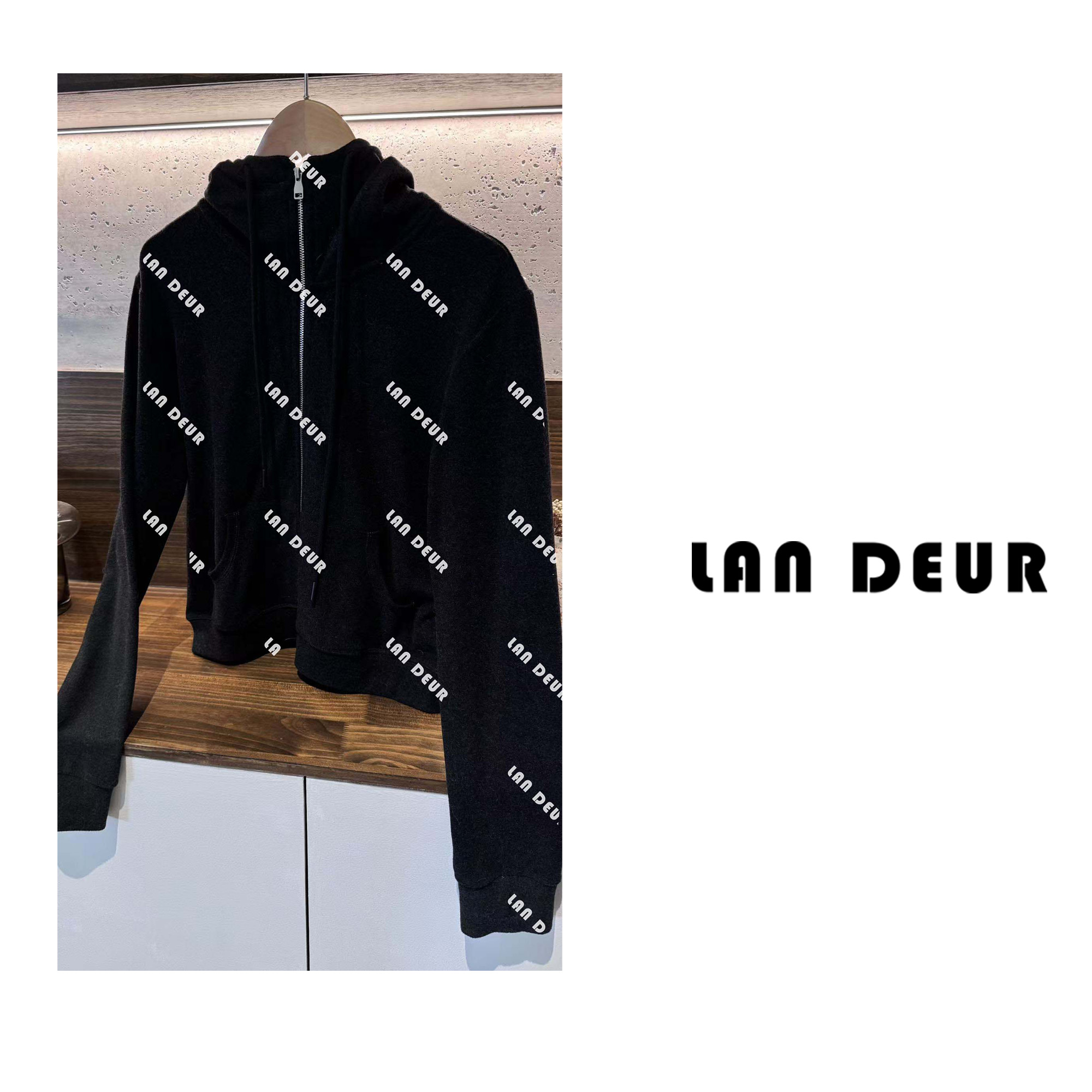 JIUJIU【月亮街道】德绒外套纯色休闲百搭简约秋冬短款连帽上衣女