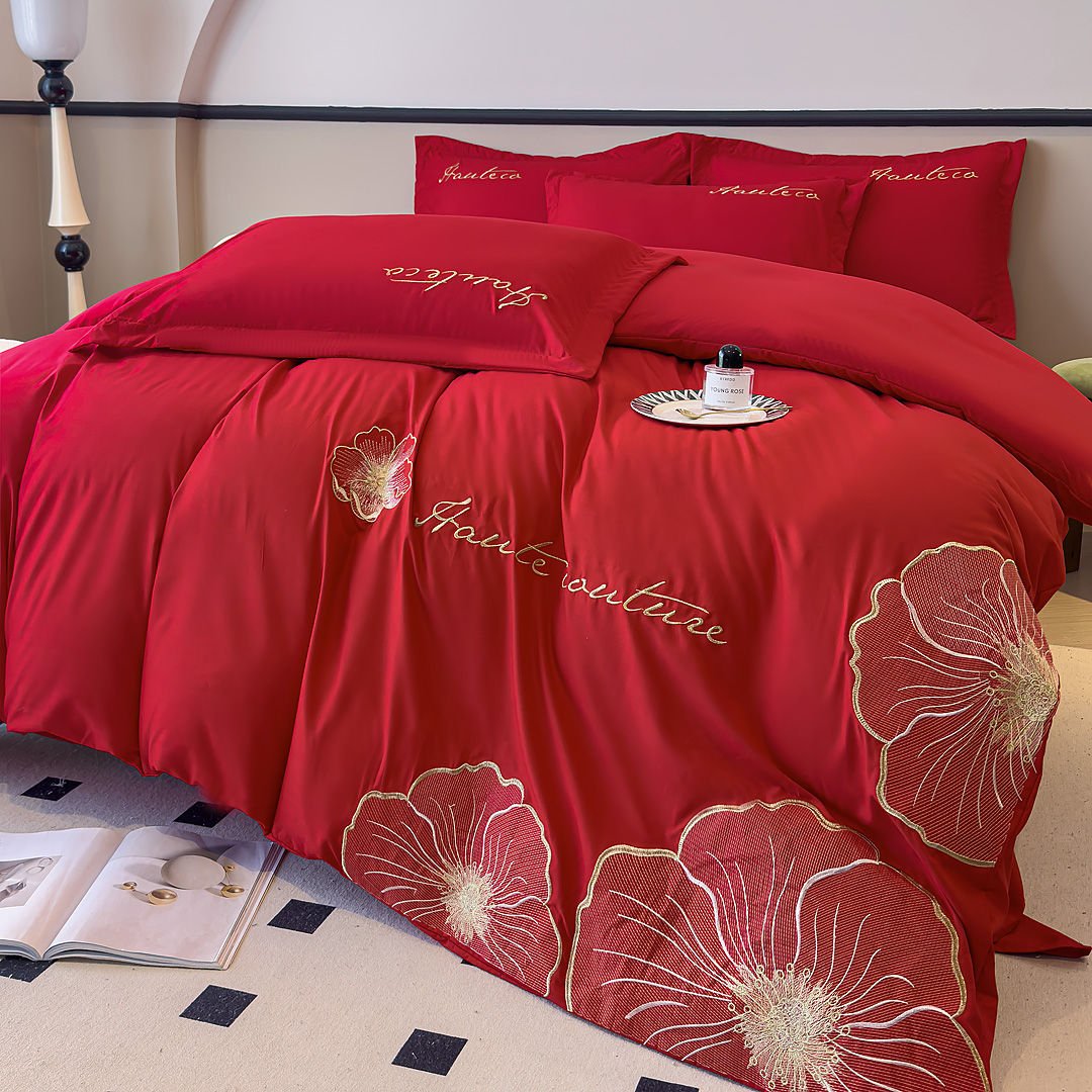 轻奢水洗臻棉磨毛重工刺绣四件套-锦绣花语