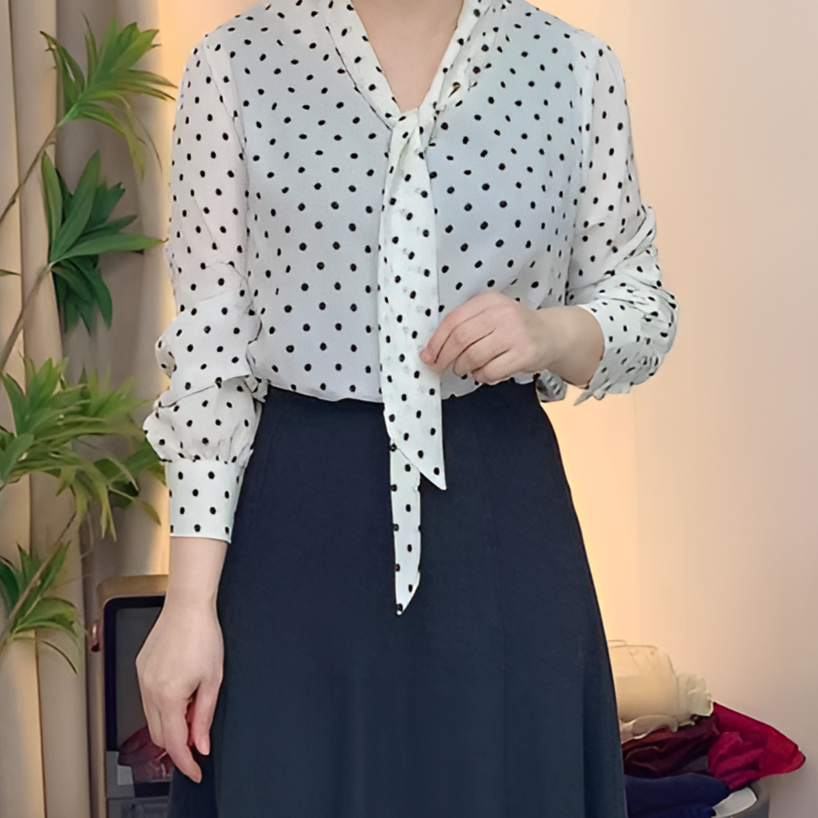 【布园】从布开始用心波点衬衫飘带蝴蝶结衬衫舒服好看开心